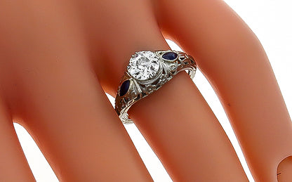 Vintage GIA Certified J VS1 0.77ct Diamond Engagement Ring