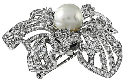 Vintage Mabe Pearl 4.00ct Diamond Pin
