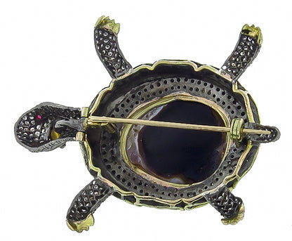 Vintage Mother of Pearl 7.00ct Diamond Turtle Pin