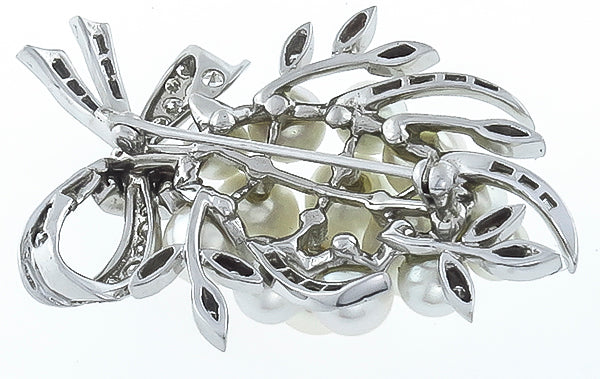 Vintage Pearl 1.00ct Diamond Pin