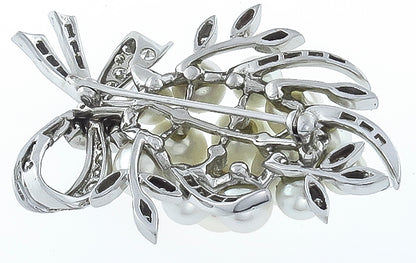 Vintage Pearl 1.00ct Diamond Pin