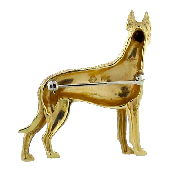 Vintage Sapphire  Gold Great Dane Dog Pin