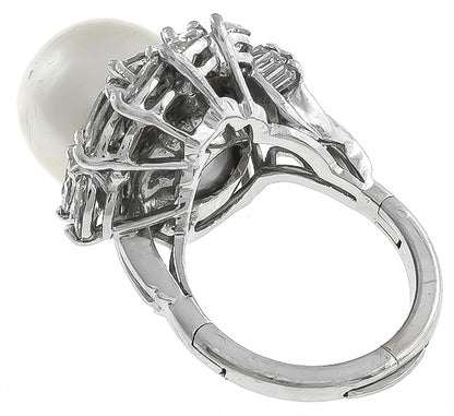 Vintage South Sea Pearl 1.60ct Diamond Ring