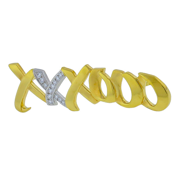 Vintage Tiffany & Co. 0.39ct Diamond 18k Yellow Gold Platinum Paloma Picasso Pin