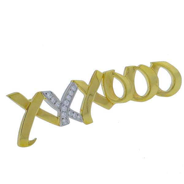 Vintage Tiffany & Co. 0.39ct Diamond 18k Yellow Gold Platinum Paloma Picasso Pin