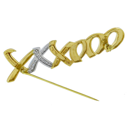 Vintage Tiffany & Co. 0.39ct Diamond 18k Yellow Gold Platinum Paloma Picasso Pin