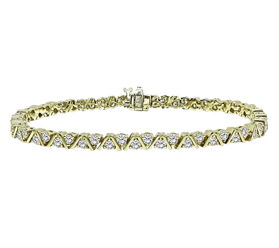 Vintage 14K yellow gold diamond bracelet with 3.40ct diamonds