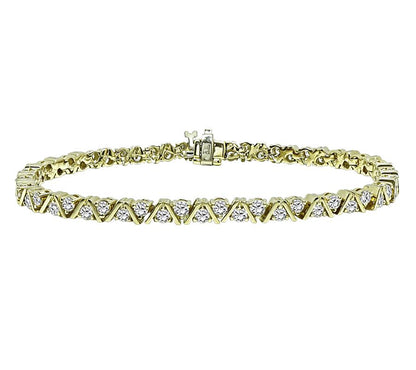 Vintage 14K yellow gold diamond bracelet with 3.40ct diamonds