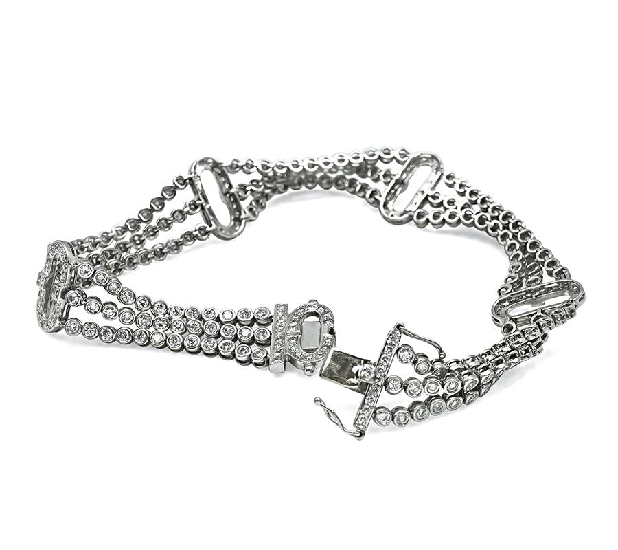 Vintage 18K white gold diamond bracelet with 4.50ct diamonds