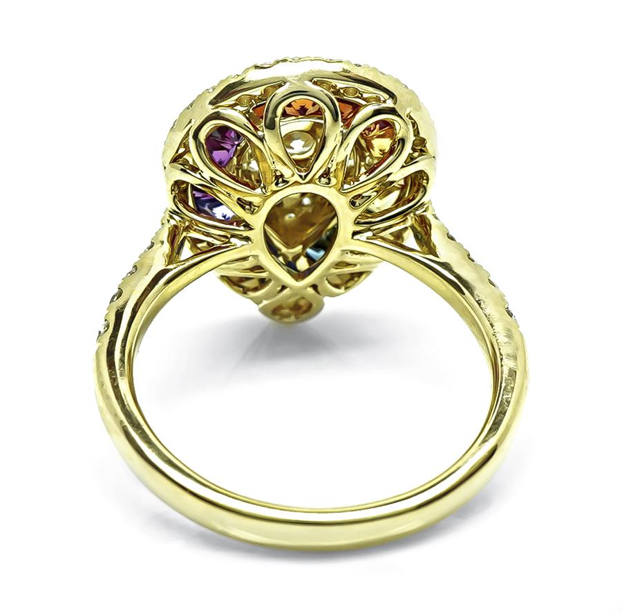 Vintage 18K yellow gold sapphire and diamond estate ring