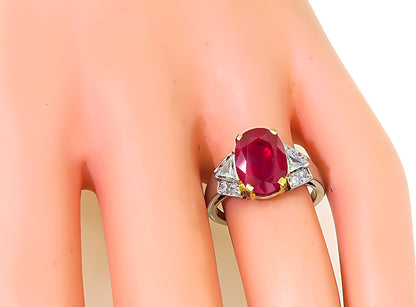 Vintage Burmese Ruby Engagement Ring Israel Rose