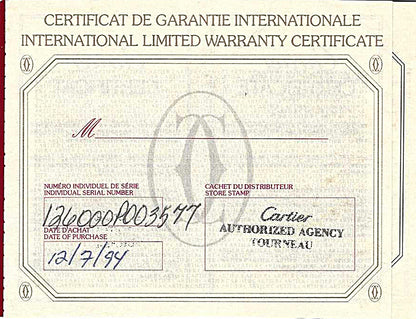 Vintage Cartier Must Wristwatch Certificate
