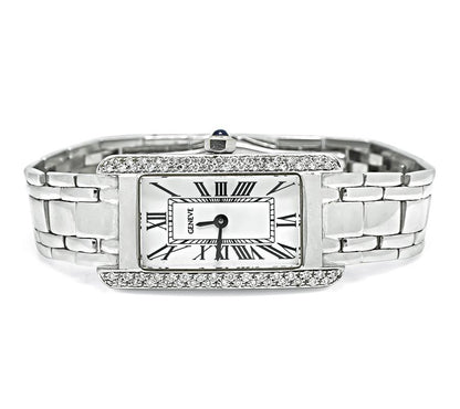 Vintage Geneve 14k white gold diamond watch 0.90 carat total weight