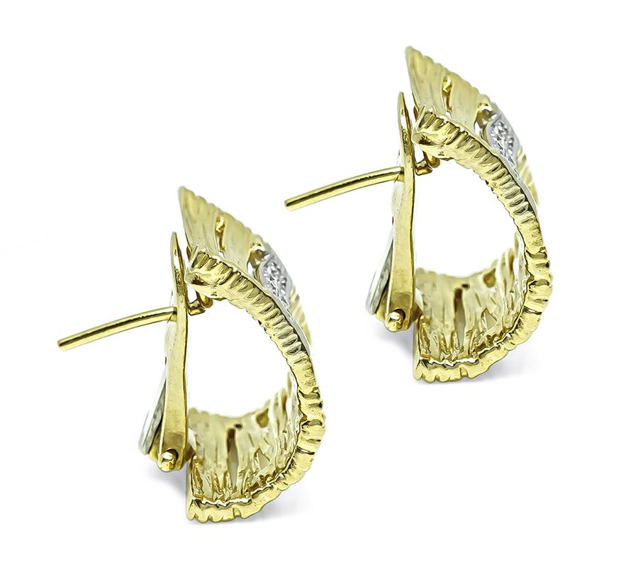 Vintage Roberto Coin 18k yellow and white gold Elephant Skin diamond earrings