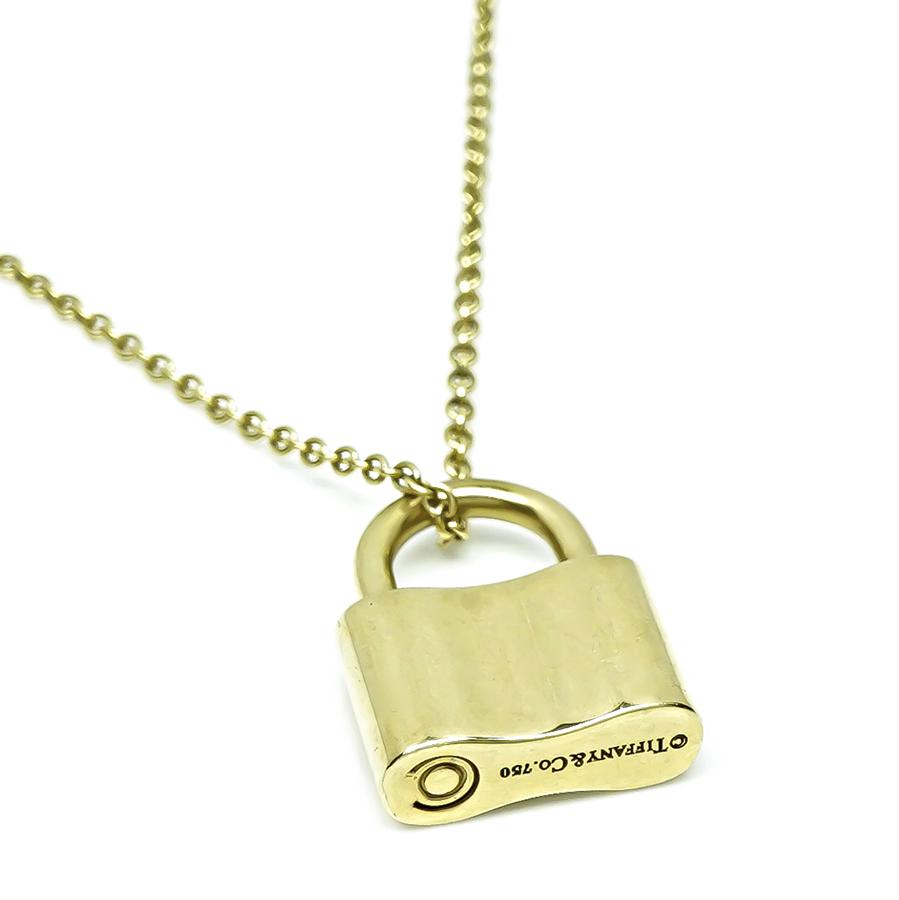 Vintage Tiffany & Co 18k gold lock pendant on 17.5 inch chain