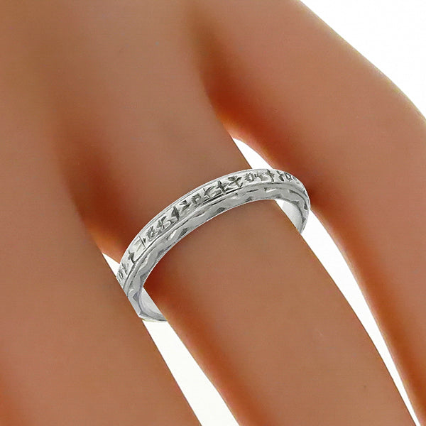 Vintage White Gold Wedding Band Israel Rose