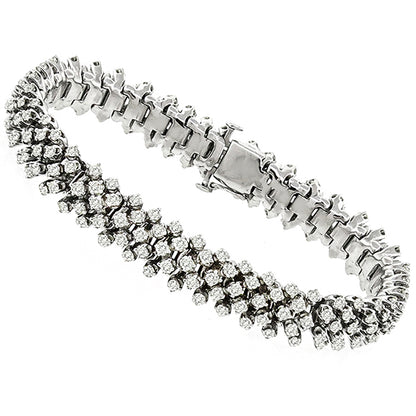 Vintage 10.00ct Round Cut Diamond Cluster 14k White Gold Bracelet