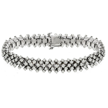 Vintage 10.00ct Round Cut Diamond Cluster 14k White Gold Bracelet