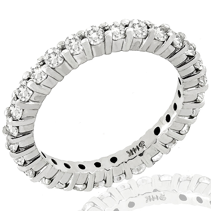Estate 1.00ct Round Brilliant Diamond 14k White Gold Eternity Wedding Band