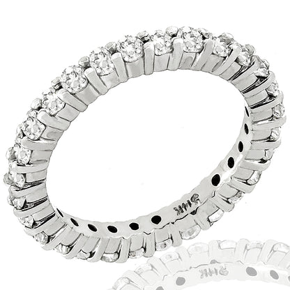 Estate 1.00ct Round Brilliant Diamond 14k White Gold Eternity Wedding Band