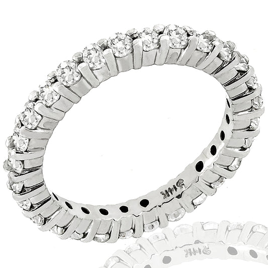 Estate 1.00ct Round Brilliant Diamond 14k White Gold Eternity Wedding Band