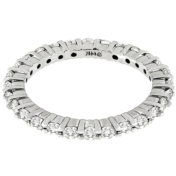 Estate 1.00ct Round Brilliant Diamond 14k White Gold Eternity Wedding Band