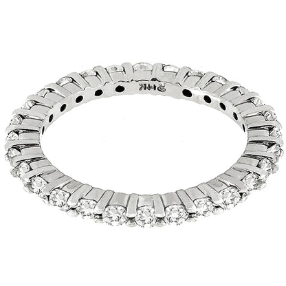 Estate 1.00ct Round Brilliant Diamond 14k White Gold Eternity Wedding Band