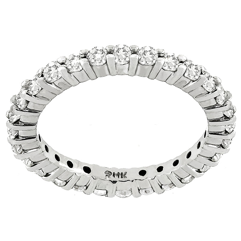 Estate 1.00ct Round Brilliant Diamond 14k White Gold Eternity Wedding Band