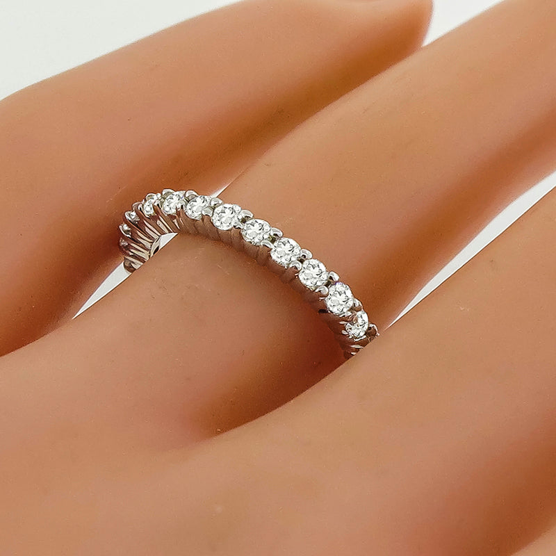 Estate 1.00ct Round Brilliant Diamond 14k White Gold Eternity Wedding Band