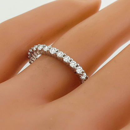 Estate 1.00ct Round Brilliant Diamond 14k White Gold Eternity Wedding Band