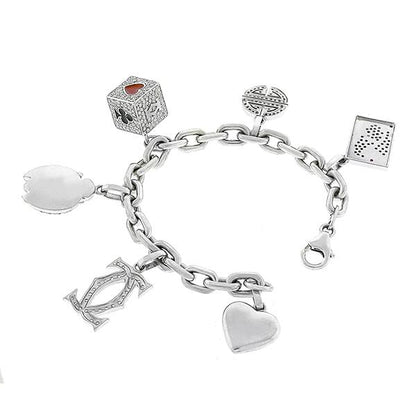 Channel Style 6.00ct Round Brilliant Diamond 18k White Gold Charm Bracelet