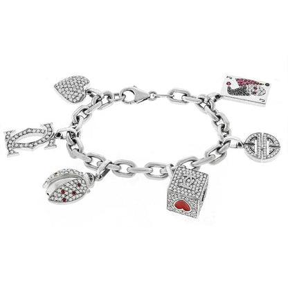 Channel Style 6.00ct Round Brilliant Diamond 18k White Gold Charm Bracelet