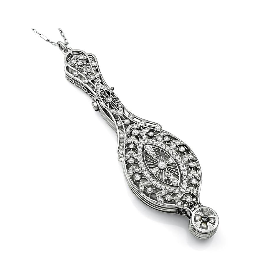 Edwardian 0.50ct Diamond Platinum Lorgnette Pendant Necklace