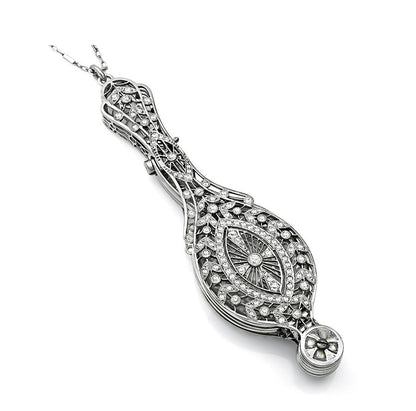 Edwardian 0.50ct Diamond Platinum Lorgnette Pendant Necklace