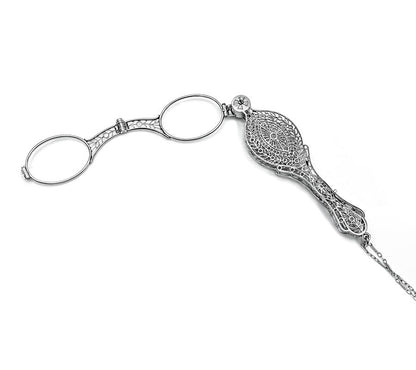 Edwardian 0.50ct Diamond Platinum Lorgnette Pendant Necklace