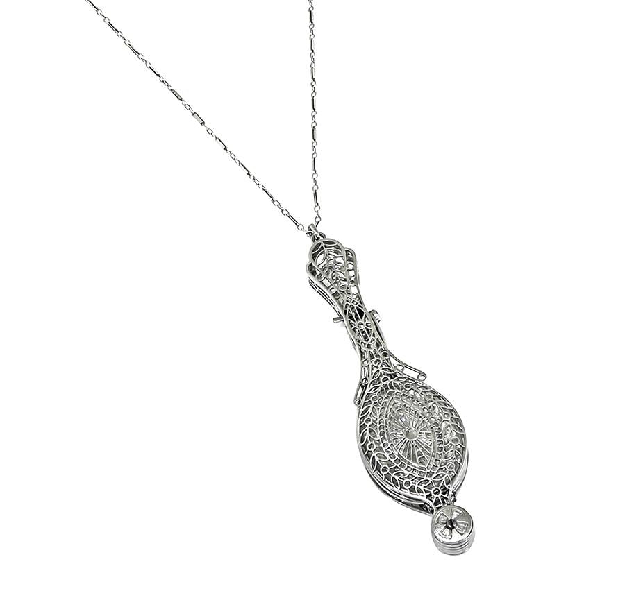 Edwardian 0.50ct Diamond Platinum Lorgnette Pendant Necklace