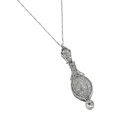 Edwardian 0.50ct Diamond Platinum Lorgnette Pendant Necklace