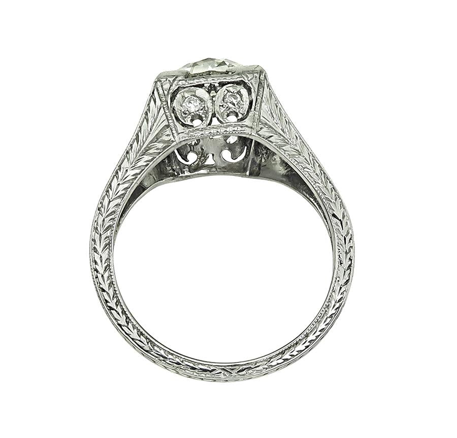 Edwardian 3.09ct Old Mine Cut Diamond Platinum Engagement Ring