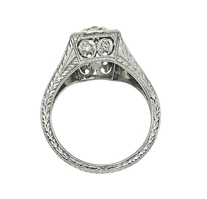 Edwardian 3.09ct Old Mine Cut Diamond Platinum Engagement Ring