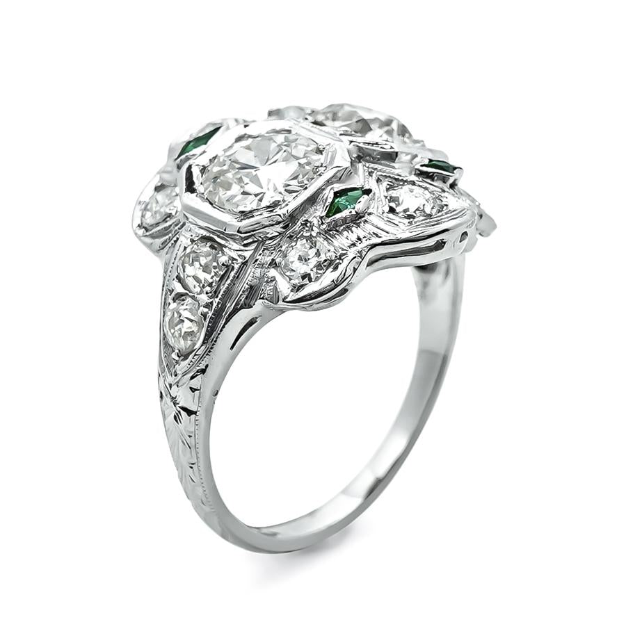 Art Deco 1.20ct Diamond 18k White Gold Ring
