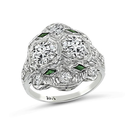 Art Deco 1.20ct Diamond 18k White Gold Ring