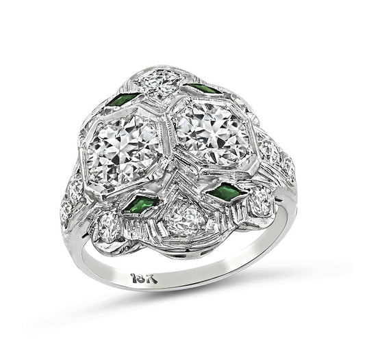 Art Deco 1.20ct Diamond 18k White Gold Ring