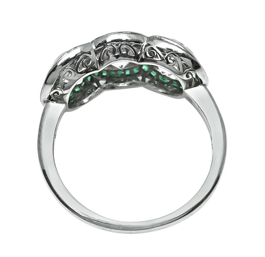 Art Deco 2.82ct Diamond Emerald Anniversary Ring