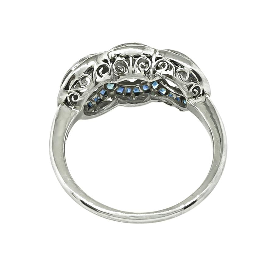 Art Deco GIA Certified 3.10cttw Diamond Sapphire Anniversary Ring
