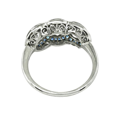 Art Deco GIA Certified 3.10cttw Diamond Sapphire Anniversary Ring