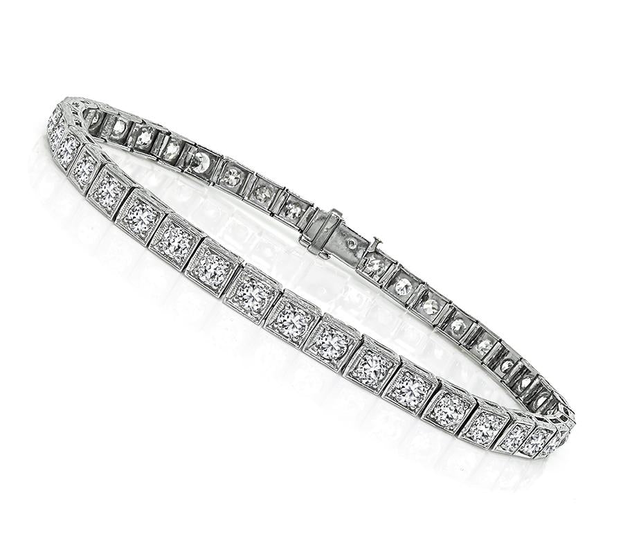 Estate 6.00ct Diamond Platinum Bracelet