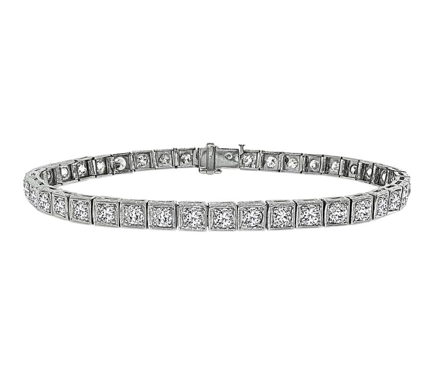 Estate 6.00ct Diamond Platinum Bracelet