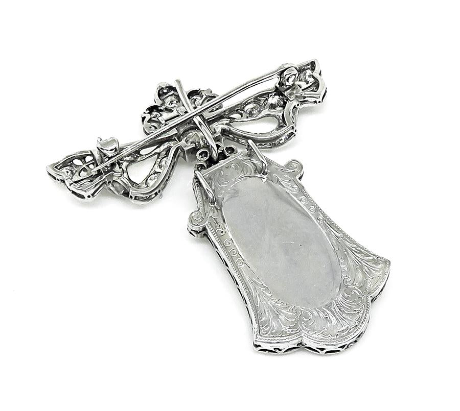 Art Deco 2.80ct Diamond Sapphire Platinum Pin/Pendant