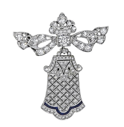 Art Deco 2.80ct Diamond Sapphire Platinum Pin/Pendant
