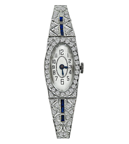 Art Deco 2.50ct Diamond Sapphire Watch